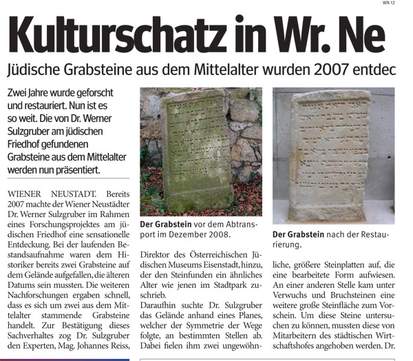 Bezirksblatt vom 04.11.2009, S. 12.